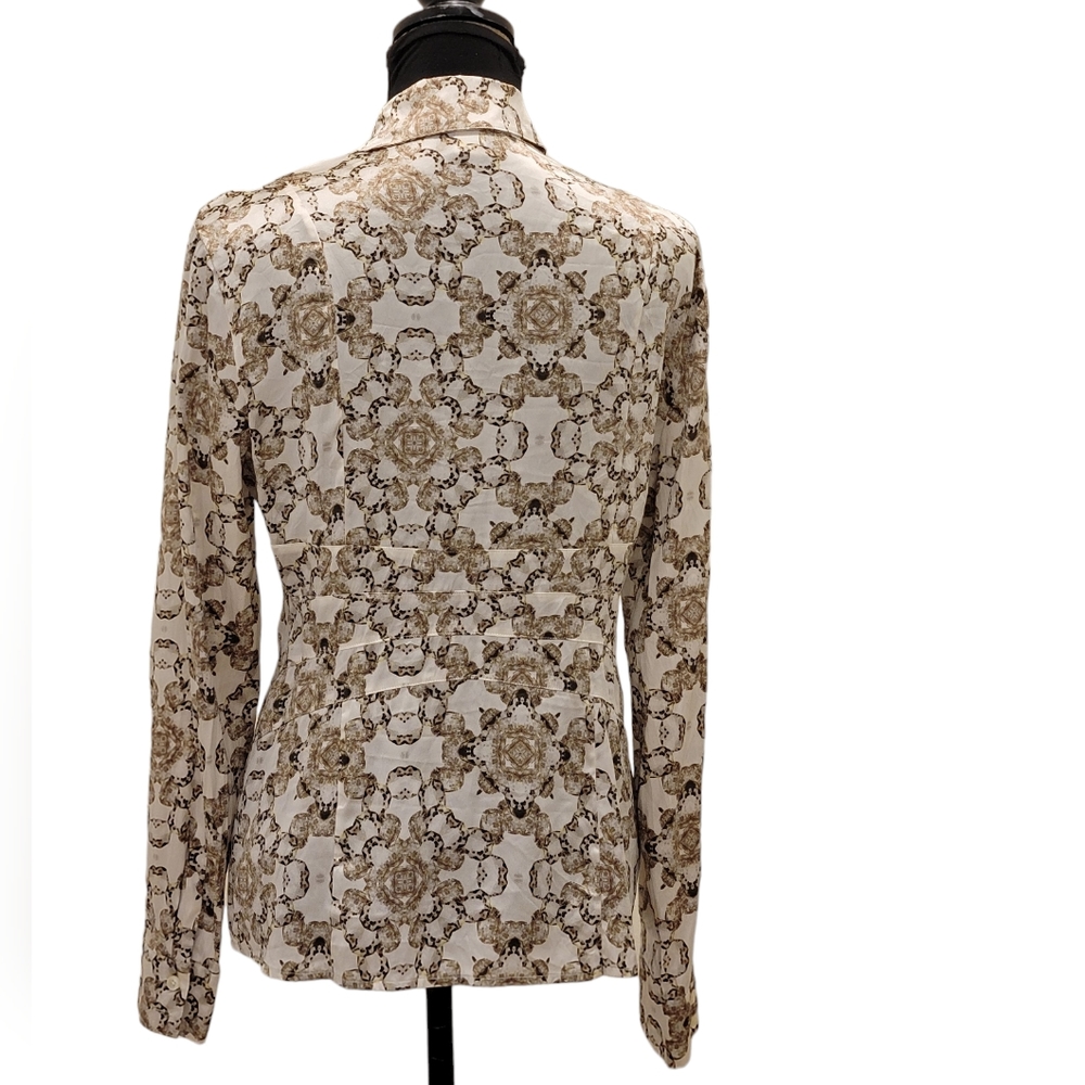 Cache Silk Peplum Button-Down Blouse - image 4